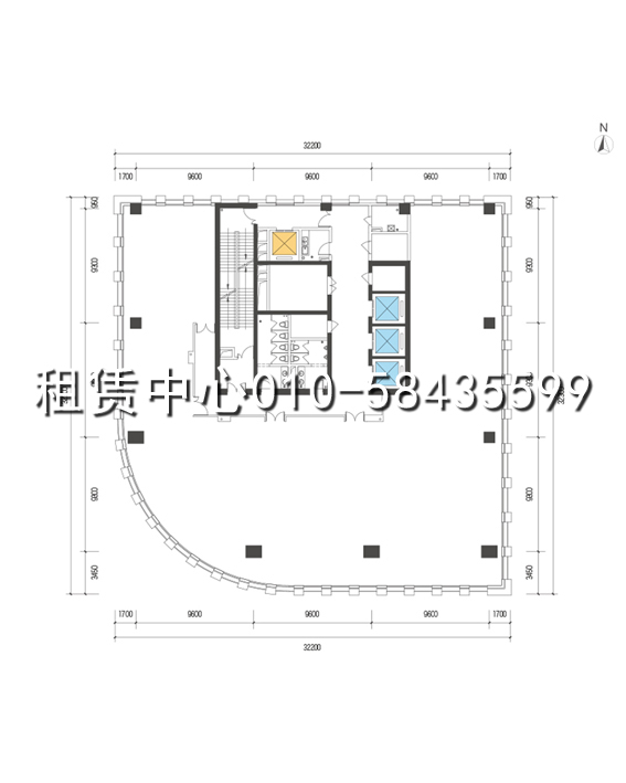 世东国际中心南塔3-15层平面图